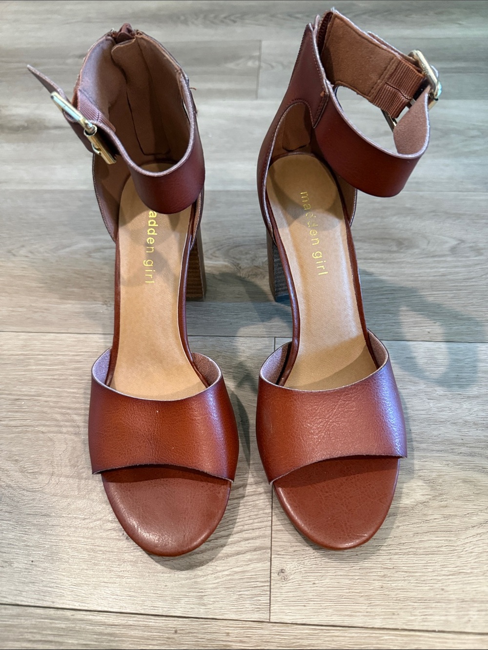 Madden Girl Harper Brown Ankle-Strap Block Heel Sandals - Picture 3 of 7